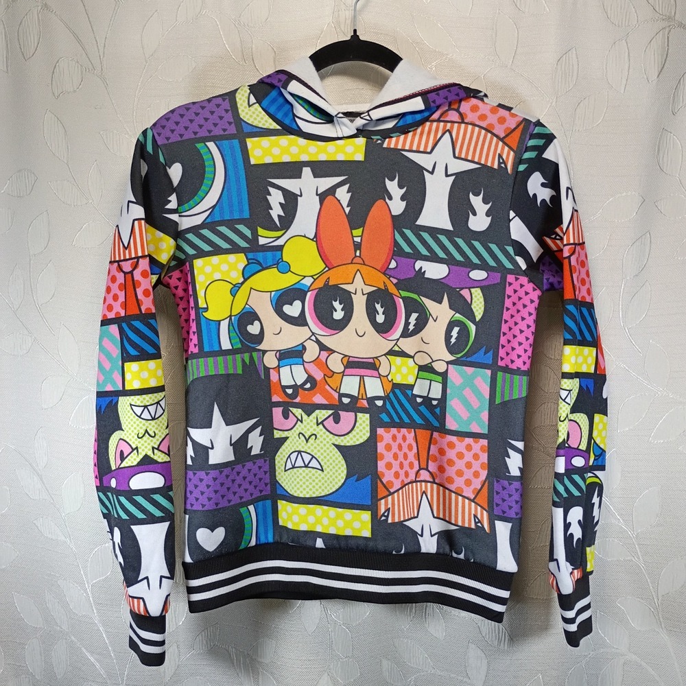 Powerpuff Girls Hoodie All Over Print Comic Pullover Girls Size 14/16